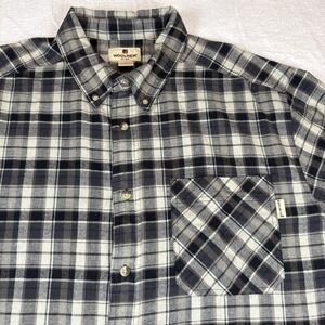 Woolrich Men's 2XL Black & Gray Plaid Button Up Long Sleeve Shirt